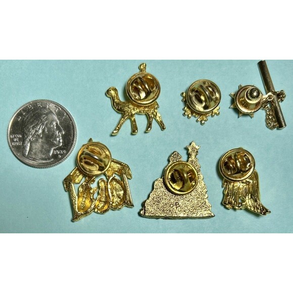 6 Christmas Pins Nativity Scenes, Magi ,Star S-Gold Tone Pins & Tie Tack - Picture 4 of 4